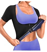 BXVX Sauna Suit Shirt for Women Weight Loss Sweat Siuts Waist Trainer Vest Workout Compression Ta...