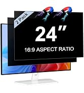 LUSA DESIGN 2-Pack 24 Inch Computer Privacy Screen Filter, Anti-Spy/Glare Protector Film for Wide...