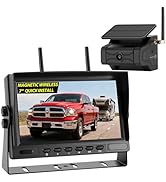 Magnetic Solar Wireless Backup Camera for Trailer: No Wiring 3 Mins Quick Install 7" HD 2-Split M...