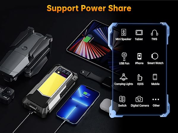 18W fast bidirectional charging allows it to serve as an emergency power source for other devices