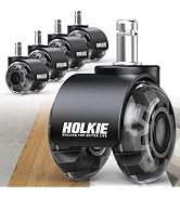 HOLKIE Office Chair Wheels 11x22mm Universal Fit Casters 2 Inch Replacement, Black Dual Rubber Sm...
