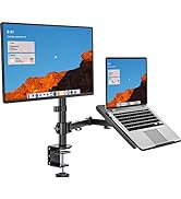 WALI Dual Arm Laptop and Monitor Desk Mount for 17" Notebook and Up to 27" Screen, Fully Adjustab...