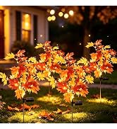 4 Pack Fall Solar Lights Outdoor Decorative, Maple Tree Solar Lights Decor | 276 LED Waterproof S...