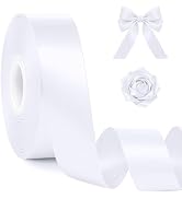 1In 30Yards White Satin Ribbon for Gift Wrapping Wedding Mother's Day Craft | Soft Smooth, Fade R...
