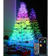 7.5FT Smart White Christmas Tree with 500 LED Lights & 650 Branch Tips, Pre-Lit Artificial Holida...