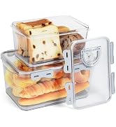OTraki 2 Pcs Bread Boxes for Kitchen Counter, Airtight Bread Storage Container Time Recording wit...