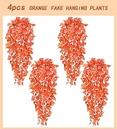BLEUM CADE Fake Hanging Plants, 4pcs Artificial Hanging Plant, Faux Orange Vines Hanging Plant fo...