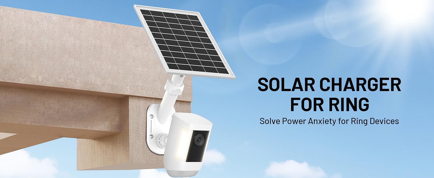 Solar Panel and 2-In-1 Wall Mount for Ring Cam