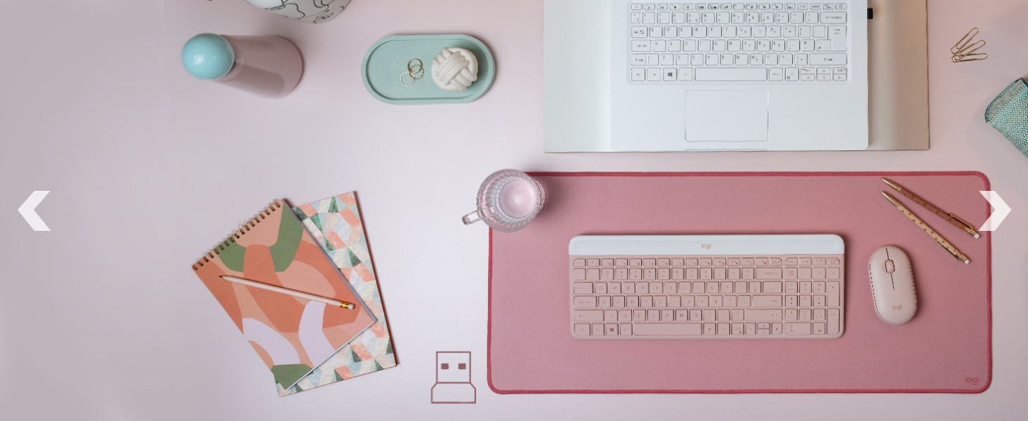 mk470 slim compact wireless rose keyboard and mouse combo