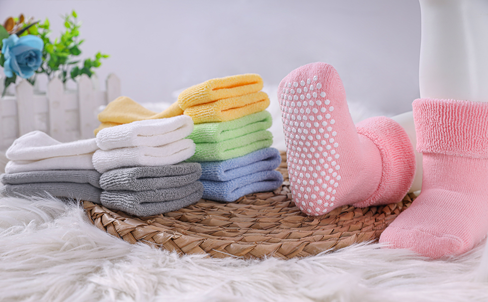 Baby Non Slip Grip Socks with Non Skid Soles for Infants Toddlers Kids Boys Girls