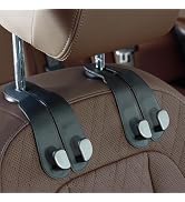 CoBak Headrest Hooks for Car - Universal Premium Stitched Leather and Aluminum-Magnesium Alloy Do...