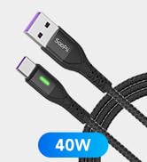 SOOPII 40W PD USB C to USB C Cable, 2-Pack Type C Cable with Smart LED Indicator for lPad Air/lPa...