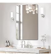 USHOWER Frameless Bathroom Mirror for Over Sink, 24x36 Inch Rectangle Wall Vanity Mirror for Bath...