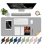 Large Desk Pad 35.4" x 17", Non-Slip Desk Mat with PU Leather & Natural Cork, Waterproof Writing ...