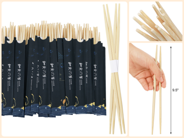 ZEAYEA 150 Pairs 9.5 Inch Disposable Bamboo Chopsticks
