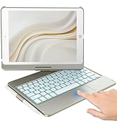 KBCASE Touchpad Keyboard Case for iPad 9th/8th/7th 10.2 inch, Backlit Trackpad Keyboard, 360°Rota...