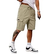 JMIERR Men's Casual Stretch Cargo Shorts Classic Drawstring Elastic Waist Summer Work Short with ...