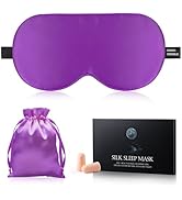 Silk Sleep Mask Eye Cover, 100% Mulberry Silk Women Men Eye Mask for Sleeping Blackout with Adjus...