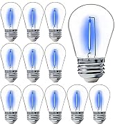 Sxminer 15 Pack S14 LED Bulbs Blue Christmas Replacement Bulb S14 String Light Bulbs Edison Bulb ...