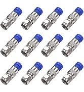 Taiss 12PCS RG6 Compression connectors,Coaxial cable connector F Type Wire Connector (blue)