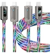 Light Up USB-C Cable 2Pack 6.6ft LED Charger RGB USBC to USBC Charging Cord | RGB Colorful Starry...