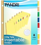 Binder Divider, PANDRI 120 Pack Binder Index Dividers with 8 Tabs,Letter Size Paper Binder Divide...