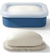 AIMAIAIMAI Compact Leakproof Silicone Travel Soap Case, Portable Soap Container with Drainage Lay...