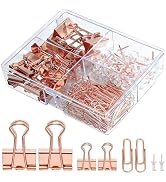 CREECHWA Cute Paper Clips Binder Clips Combo Set, 165 Psc, Assorted Size Paper Clips for Office, ...
