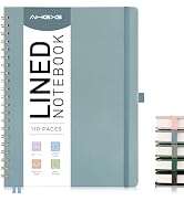 AHGXG Lined Spiral Notebook 8.5" x 11", A4 Large Notebooks for Women Men, Hardcover Leather Noteb...