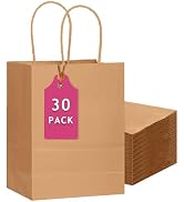 qiqee 30-Packs Brown Gift Bags with Handles Bulk 13''x5 x10 Large Size Kraft Paper Bags Multiple ...
