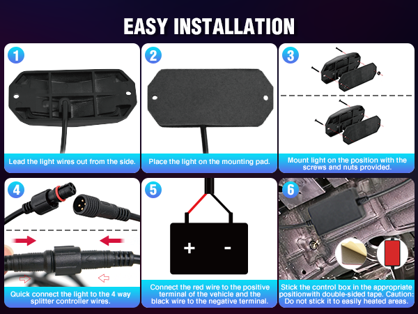 wide angle RGB led rock light remote Bluetooth app dual control