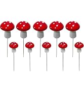 aoukoslt 10Pcs Red Garden Stakes Mushroom Miniatures Indoor Outdoor Silhouette Fairy Garden Lawn ...