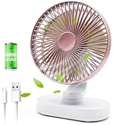 Small Oscillating Fan for Bedroom, 4000mAh Battery Powered Rechargeable Fan, 90° Vertical Manual ...
