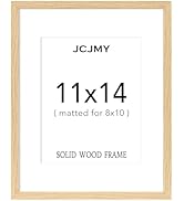 JCJMY 11x14 Picture Frame, Solid Wood Frame, Display 8x10 with Mat or 11 x 14 without Mat, Wooden...
