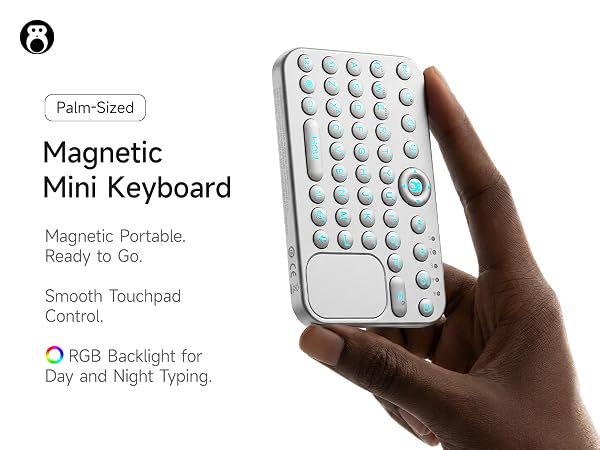 Portable magnetic mini wireless Bluetooth keyboard with touchpad RGB backlight
