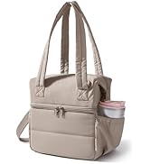 BAGSMART Double Deck Lunch Bag Women, Insulated Reusable Lunch Box, Quilted Puffer Lunch Tote wit...