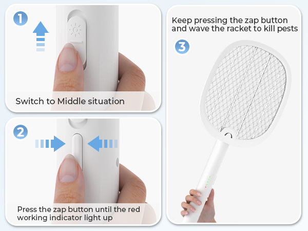 Electric Fly Swatter Foldable Bug Zapper Racket