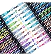 Glitter Markers Outline Pens Metallic: 24 Double Line Outline Markers,Self Outlining Glitter Pens...