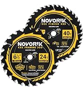 NOVORIK Circular Saw Blade, 6-1/2'', 24&40T, 2 Pack, Unique Anti-Stick Coating, TCT Carbide Saw B...