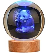 JANARARY Large 3D Panda Crystal Ball Night Light, Crystal Lamp 16 Color Changing with Remote Cont...