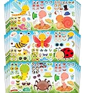 Aowplc 32 Sheets Insect Make-a-Face Stickers for Kids, Fun Spring Party Supplies, Crafts & Classr...