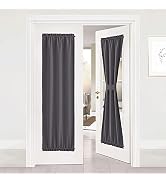 NICETOWN Door Curtain Panel, Grey French Door Curtains Blackout Thermal Insulated Sidelight Door ...