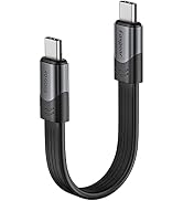 Black USB Type-C cable with identical connectors on both ends, featuring a flexible design against white background.