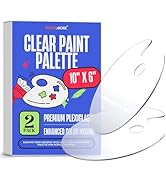 Performore 2 Pack Clear Acrylic Painting Palettes, French Style Oval Non-Stick Plexiglass Pigment...