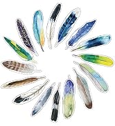 Koogel 60 Pcs Feather Bookmarks Colorful Feather Shape Paper Bookmarks for Reading