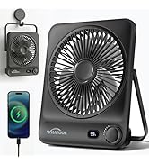 WHATOOK Large Travel Desk Fan: 10000mAh Battery 40 Hours Runtime Silent Rechargeable Fans, Quite ...