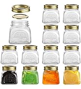 Cedilis 12 Pack 10OZ Airtight Mason Jars, Small Glass Jars with Gold Metal Lids and Bands, Cannin...