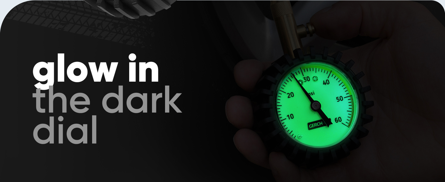 glow in the dark dial air pressure gauge for tires