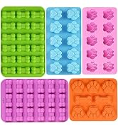 WMKGG Puppy Dog Paw and Bone Silicone Molds, Set of 5 Food Grade Baking Molds for Chocolate, Cand...