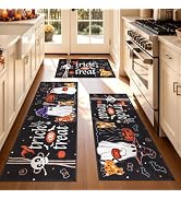 Ileading Halloween Kitchen Rugs Set of 3 Pieces, Washable Kitchen Floor Mats with Non-Slip Rubber...